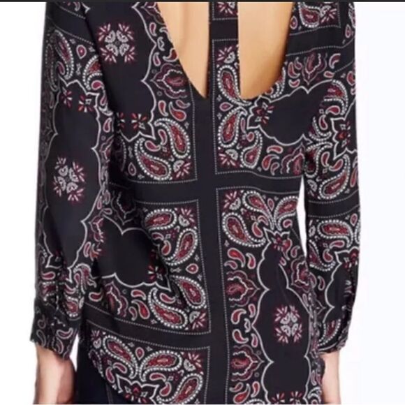 SANDRO | Cashemire Silk Print Blouse with Cut Out Back Size 1/Small EUC Q547 - Picture 3 of 9